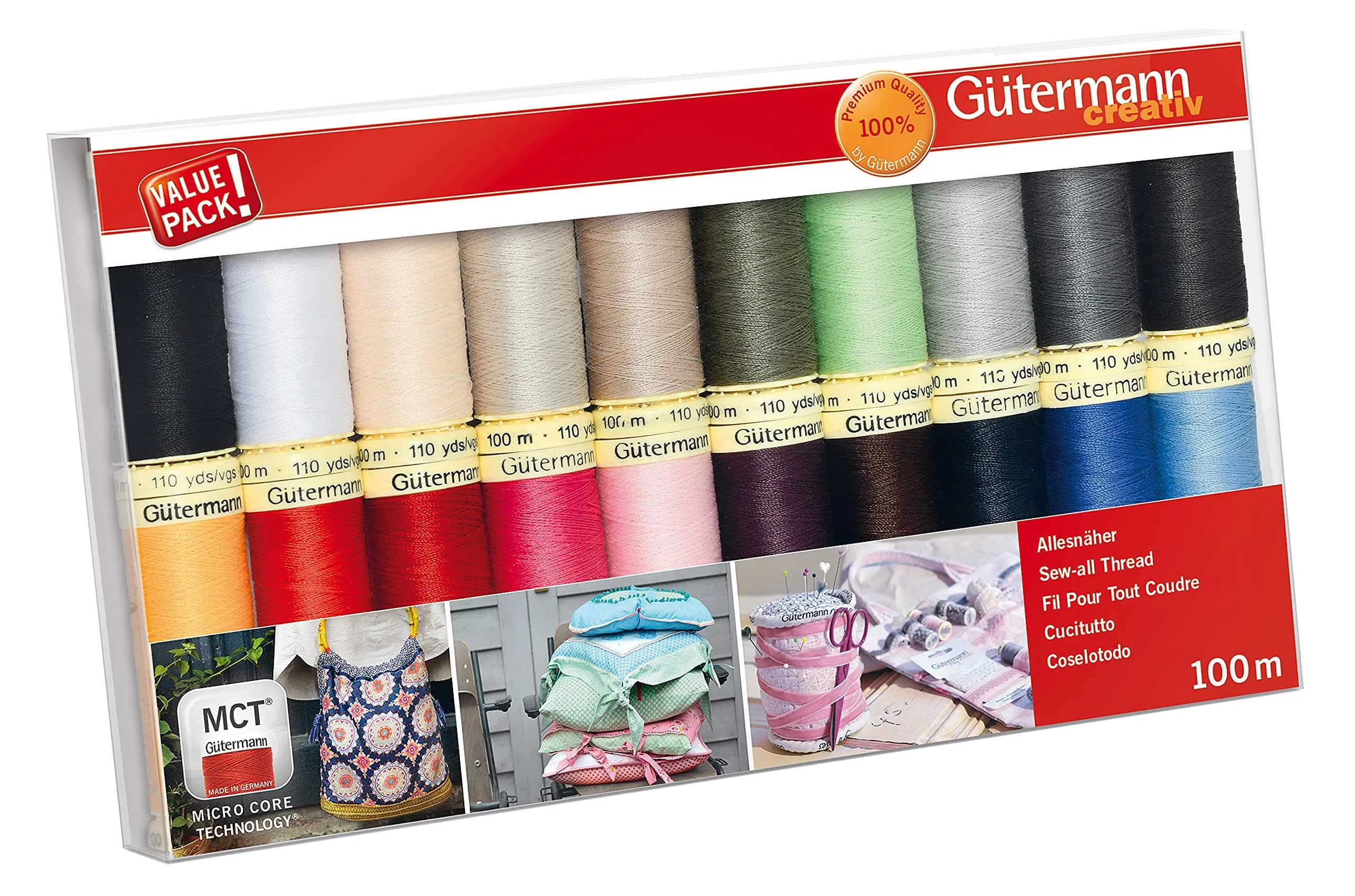 Gütermann Sew-All Thread Set: 20 x 100m Assorted | Micro Core Technology for All Fabrics