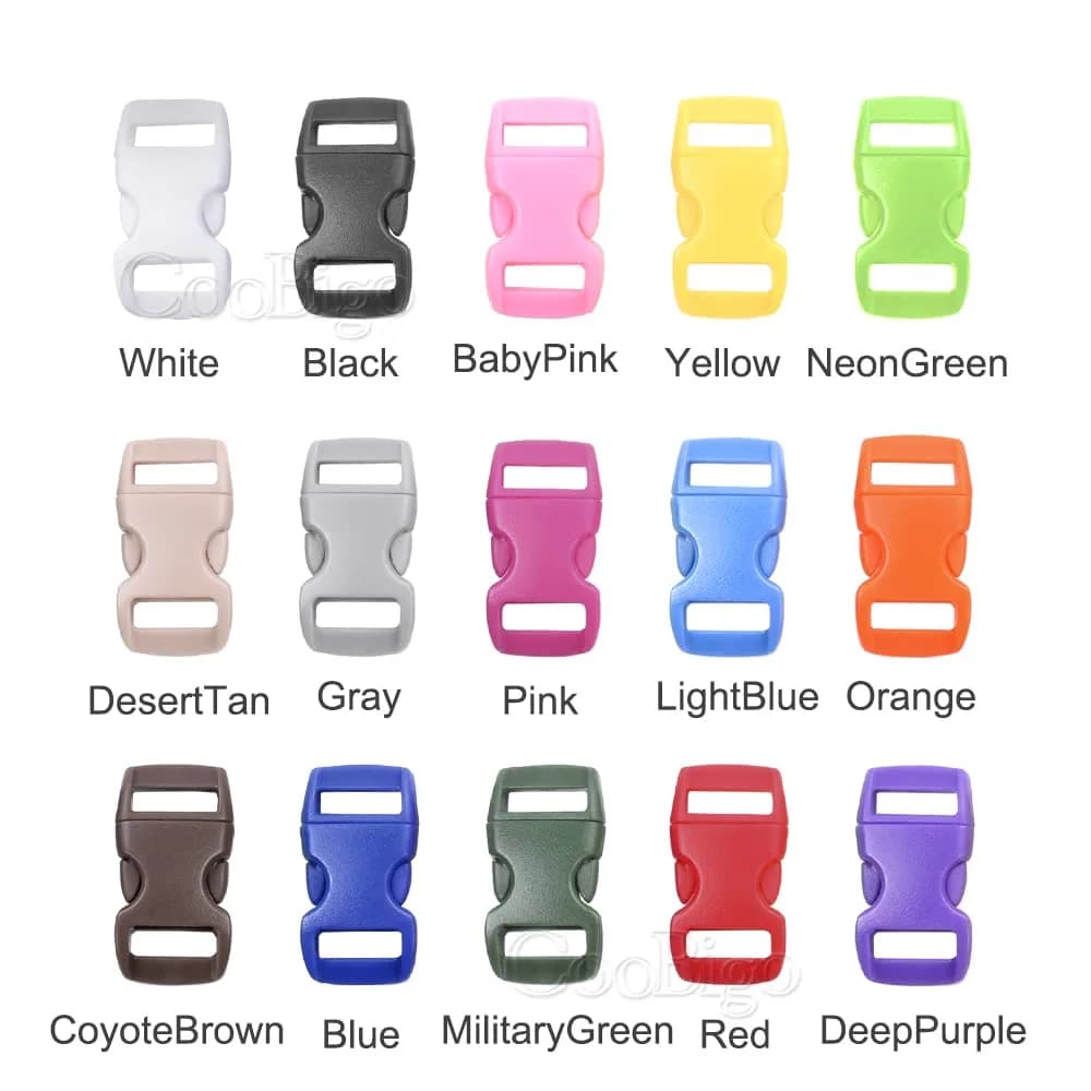 CooBigo 100-Pack Assorted 3/8" Side Release Buckles | Plastic POM, 10mm Webbing Fit - view 5