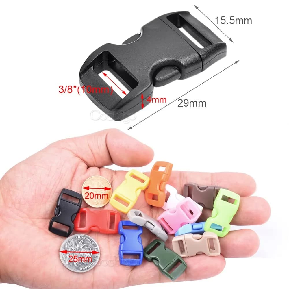 CooBigo 100-Pack Assorted 3/8" Side Release Buckles | Plastic POM, 10mm Webbing Fit - view 2