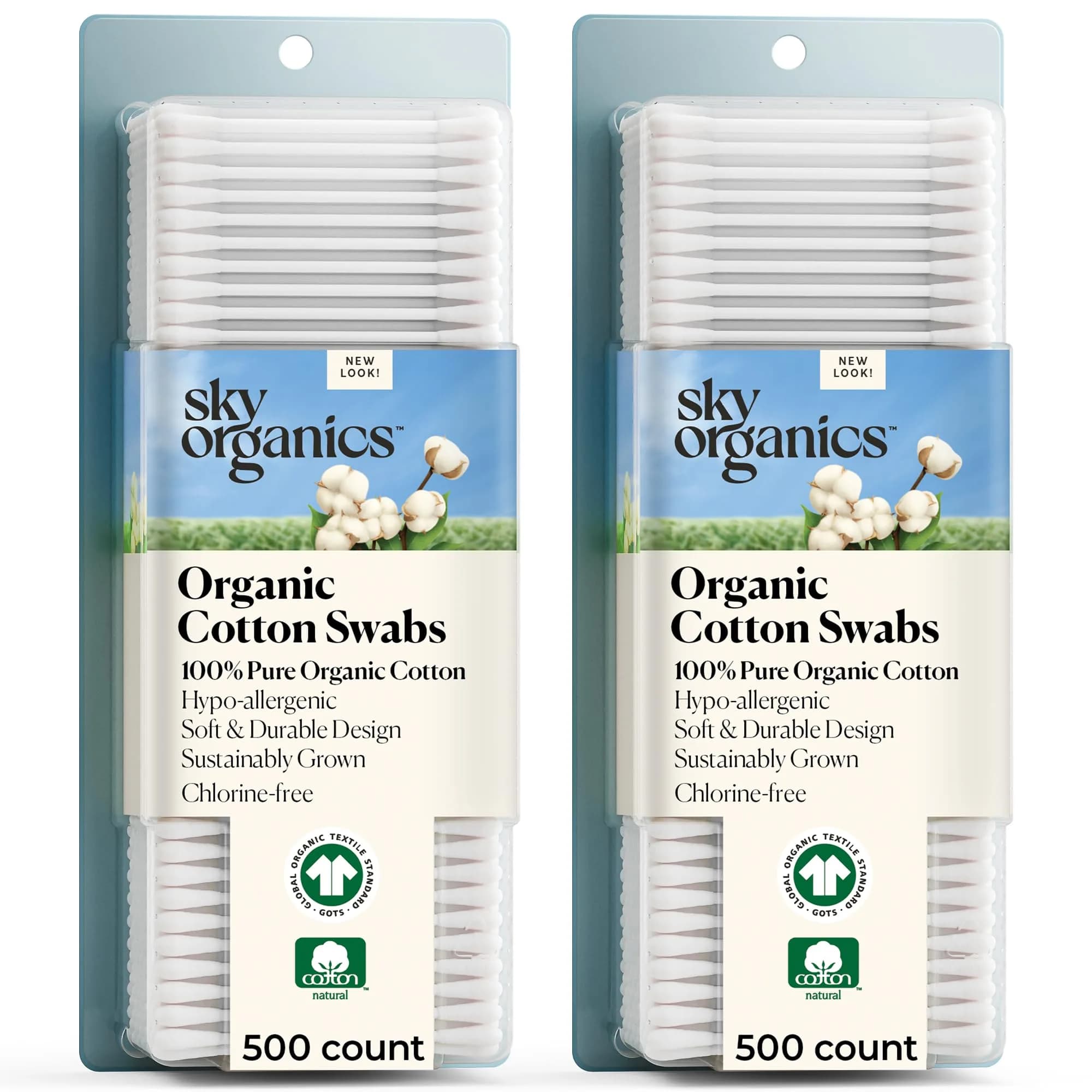 Sky Organics Organic Cotton Swabs 1000 Ct | Hypoallergenic, Chlorine-Free, Sustainable