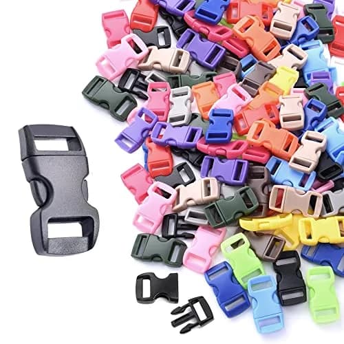 CooBigo 200-Pack Assorted 3/8" Curve Contoured Side Release Buckles | Plastic POM for Paracord Bracelets & Pet Collars thumbnail 4