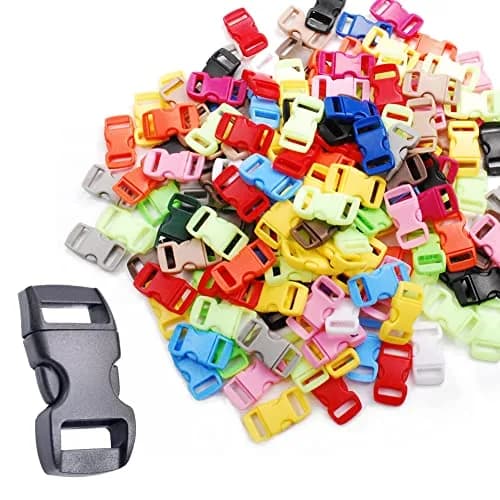 CooBigo 200-Pack Assorted 3/8" Curve Contoured Side Release Buckles | Plastic POM for Paracord Bracelets & Pet Collars thumbnail 1
