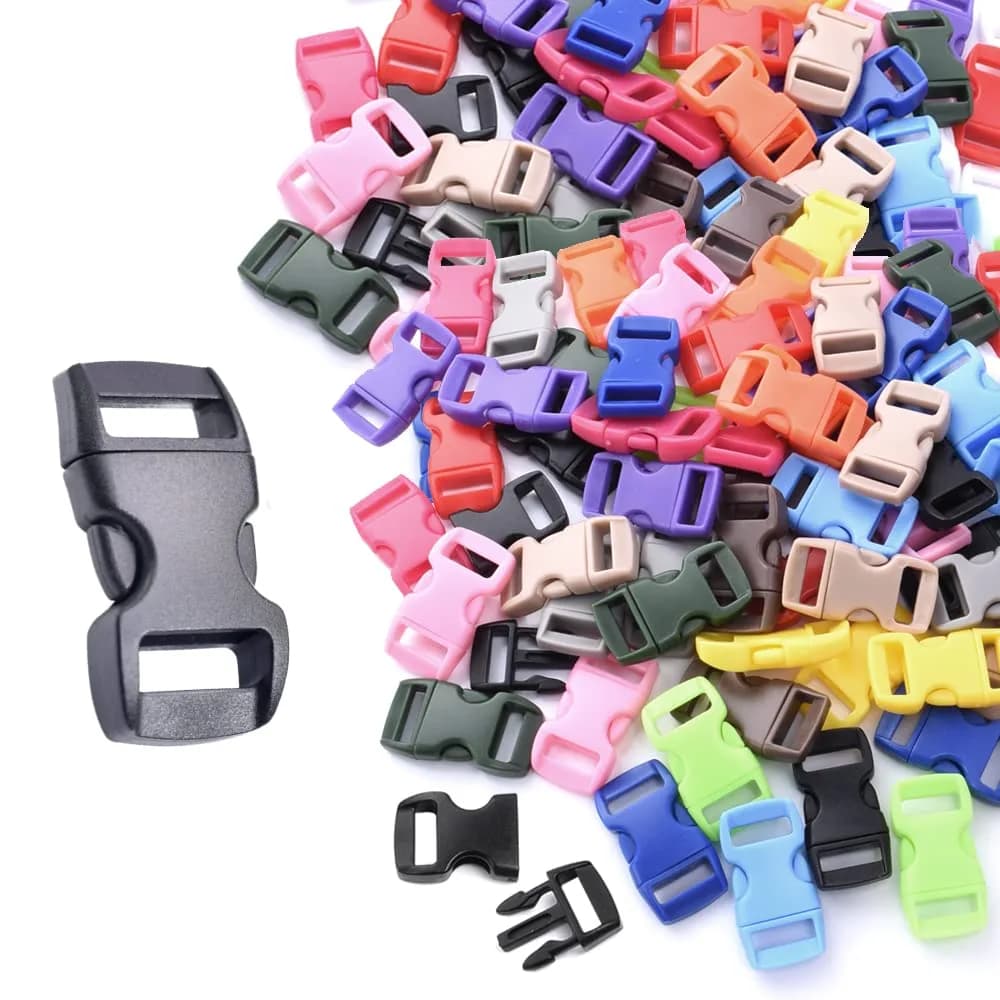 CooBigo 200-Pack Assorted 3/8" Curve Contoured Side Release Buckles | Plastic POM for Paracord Bracelets & Pet Collars - view 4