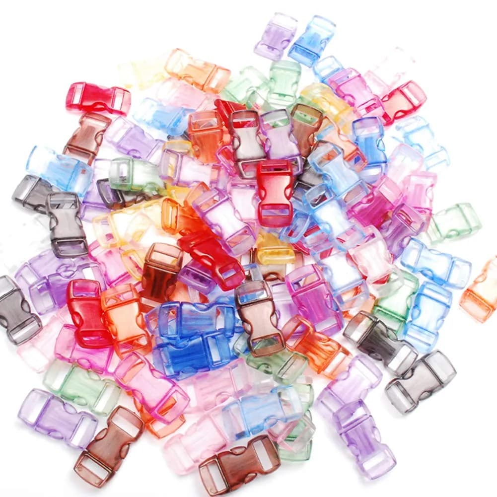 CooBigo 3/8" Curve Contoured Side Release Buckles, 15mm Width, 50 Pack Assorted Colors | Plastic Craft & Pet Collar Fasteners