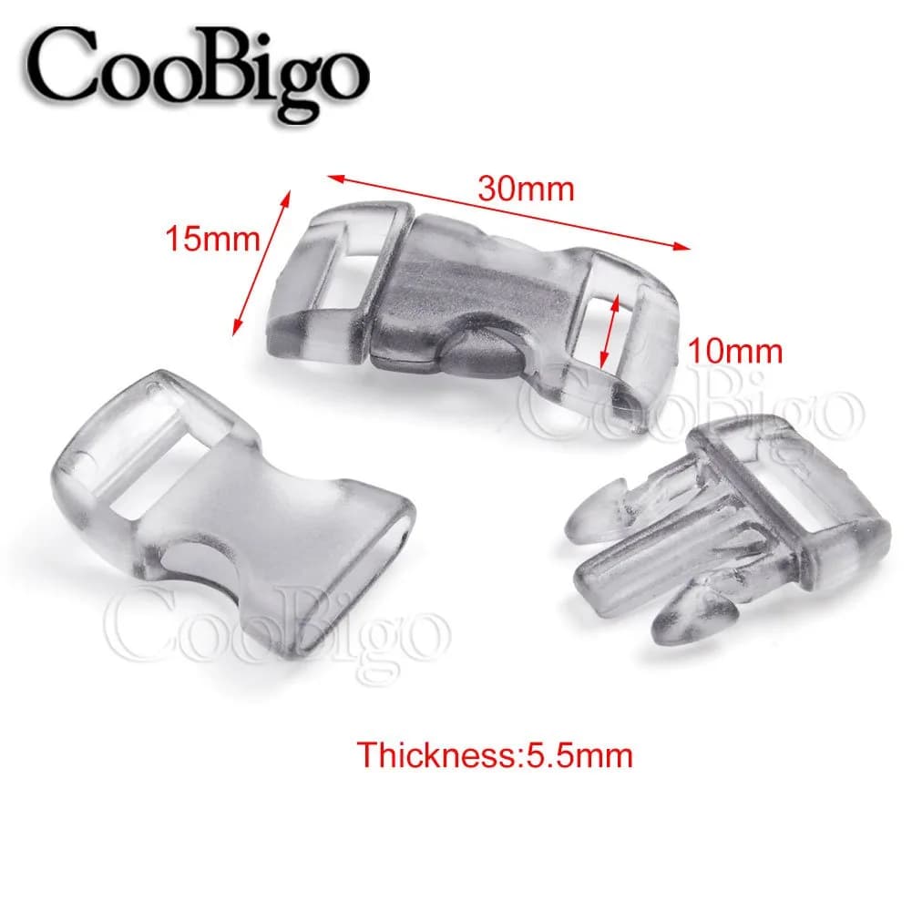 CooBigo 3/8" Curve Contoured Side Release Buckles, 15mm Width, 50 Pack Assorted Colors | Plastic Craft & Pet Collar Fasteners - view 2