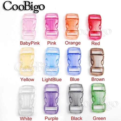 CooBigo 3/8" Curve Contoured Side Release Buckles, 15mm Width, 50 Pack Assorted Colors | Plastic Craft & Pet Collar Fasteners thumbnail 3
