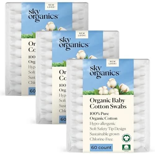 Sky Organics Organic Baby Cotton Swabs 180ct | Hypoallergenic, Chlorine-Free, Ultra-Soft Tips for Gentle Baby & Personal Care thumbnail 1
