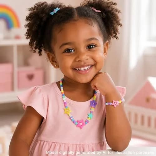 PinkSheep Kids Classic Jewelry Set | 6 Beaded Necklaces & Bracelets for Girls 3-8 thumbnail 5