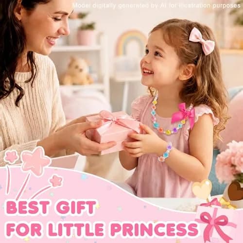 PinkSheep Kids Classic Jewelry Set | 6 Beaded Necklaces & Bracelets for Girls 3-8 thumbnail 7
