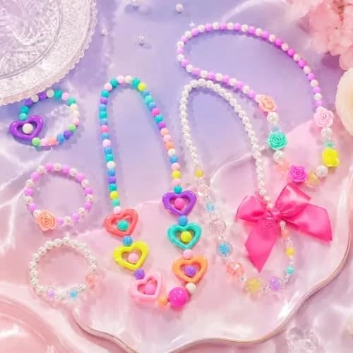 PinkSheep Kids Classic Jewelry Set | 6 Beaded Necklaces & Bracelets for Girls 3-8 thumbnail 3