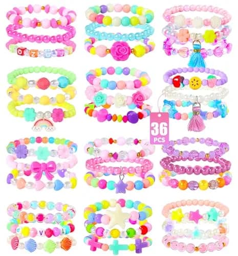 PinkSheep Bracelets for Girls Jewelry 36 Pcs | Safe, Colorful & Creative (70-120 chars) thumbnail 1