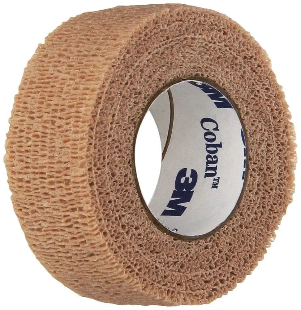 3M Coban Self-Adherent Wrap 2.5cm x 4.5m (1" x 5yds) Tan, Pack of 30 | Secures Dressings & Immobilizes Injuries - main product image