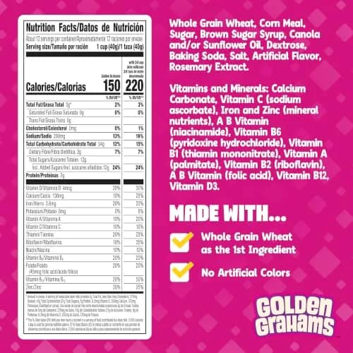 Golden Grahams Whole Grain Breakfast Cereal 473g (16.7 oz) | Honey Flavor Cereal with 14g Whole Grain thumbnail 2