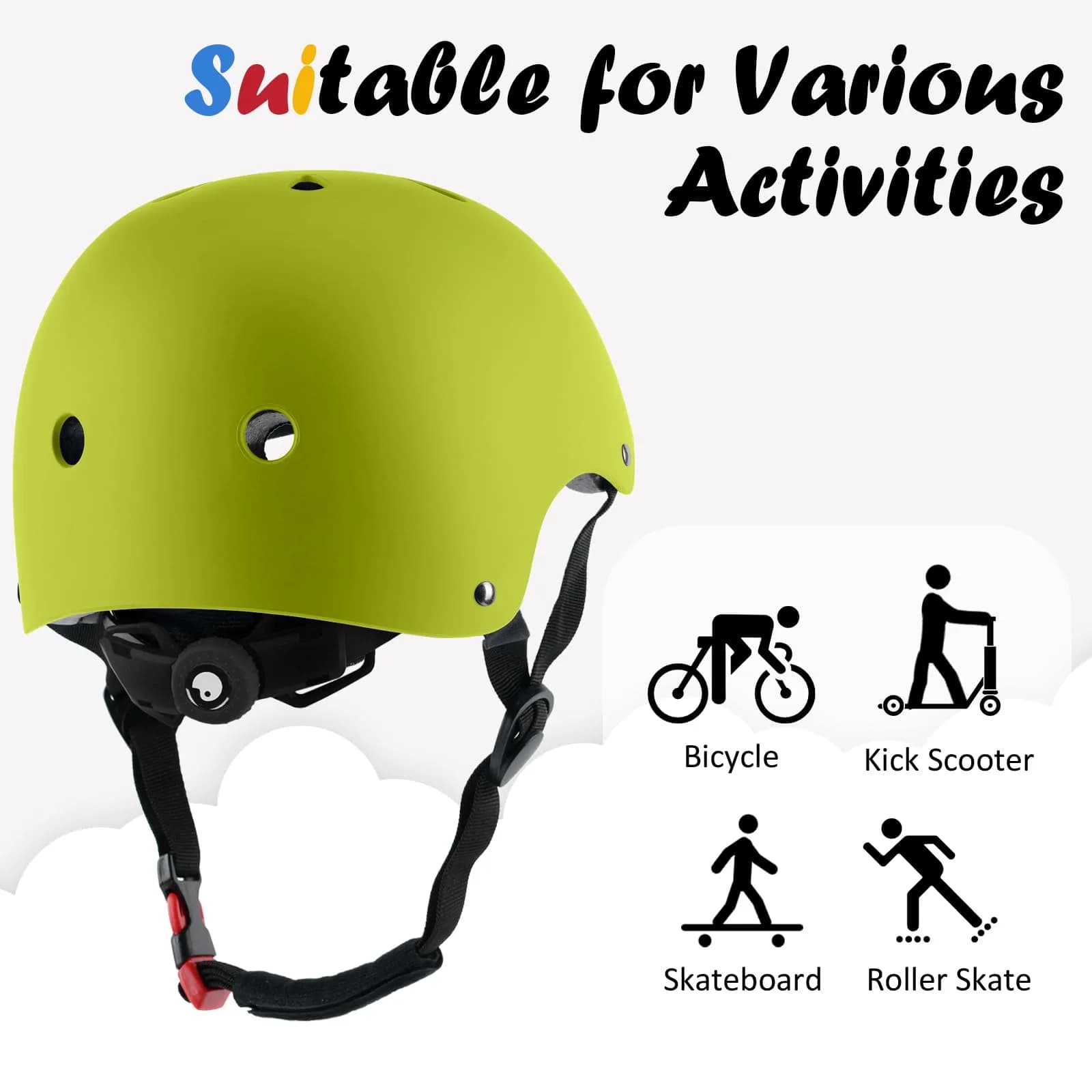 OUWOER Kids Bike Helmet Medium | Fully Adjustable, Lightweight & Multi-Sport Safety Gear — Yellow-green / Medium: 21.3" - 22.4" thumbnail 4
