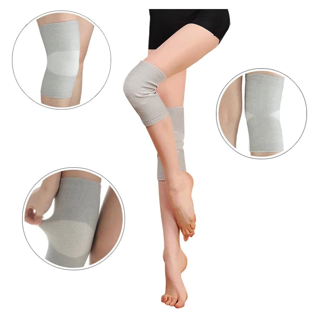 JUMISEE Cotton Knee Sleeves - Medium, Gray (1 Pair) for Knee Support and Pain Relief - view 4