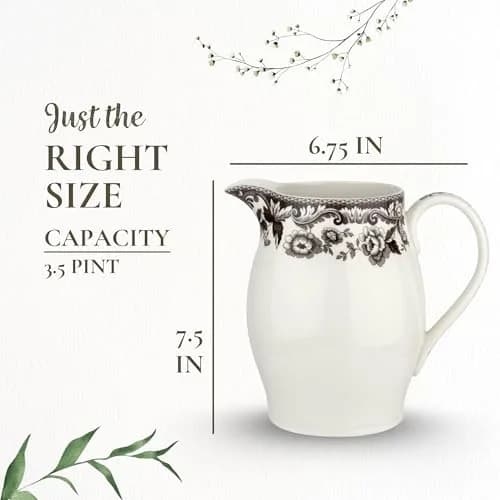 Spode Delamere Porcelain Pitcher 1657ml (56 Oz) | Classic British Flowers Design for Serving Beverages thumbnail 7