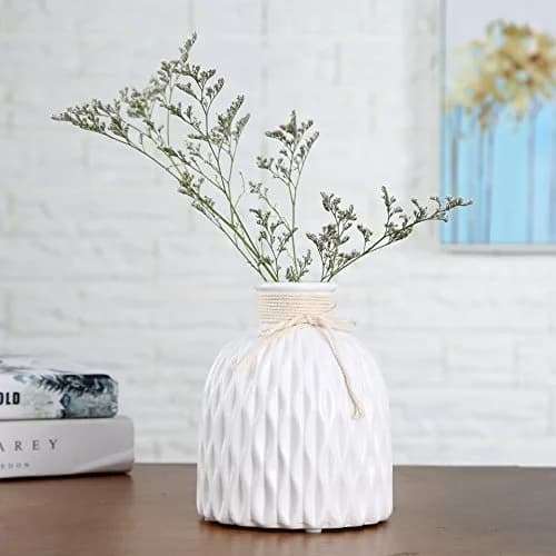 Anding Modern Vase Home Decoration Grid Design White Porcelain Bottle | Elegant, Modern Style thumbnail 2