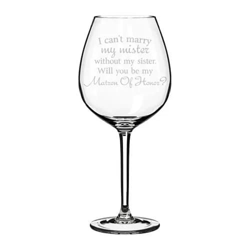 MIP Sister of the Groom Wine Glass Goblet 20 oz Jumbo | Proposal Gift for Matron of Honor thumbnail 1