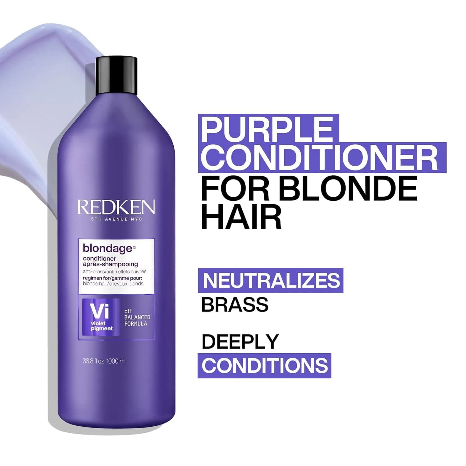 Redken Color Extend Blondage Purple Conditioner 1000ml (33.8 Fl Oz) | Neutralizes Brass & Moisturizes Blonde Hair - view 3