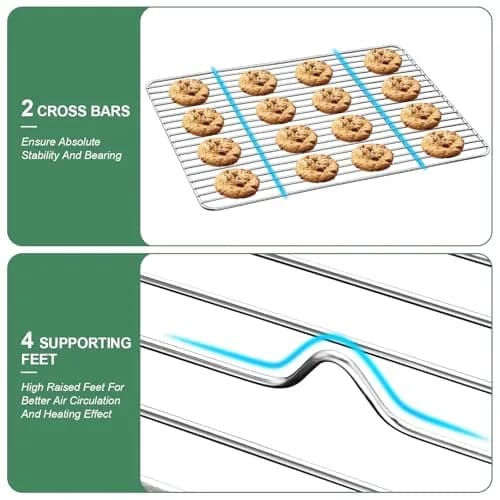 HKJ Chef Baking Sheet with Cooling Rack, 12.5x10x1 Inches, Stainless Steel, 2 Sets | Durable & Healthy thumbnail 5