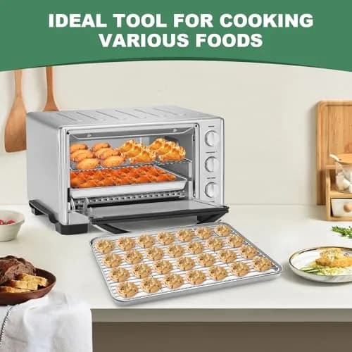 HKJ Chef Baking Sheet with Cooling Rack, 12.5x10x1 Inches, Stainless Steel, 2 Sets | Durable & Healthy thumbnail 7