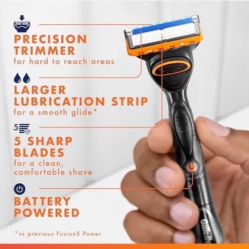 Gillette Fusion5 Power Razor for Men, Handle + 1 Refill | Micro Pulses for Smooth Shave thumbnail 2