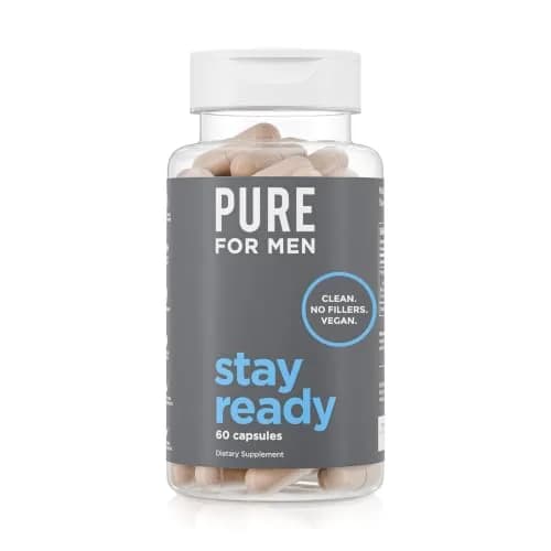 Pure for Men Stay Ready Fiber Supplement Psyllium Husk 60 Vegan Capsules | Supports Digestive Health & Regularity thumbnail 1