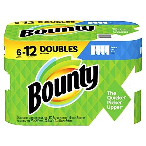 Bounty Select-a-Size Paper Towels, 2-Ply White, 74 Sheets/Roll, 8 Rolls/Carton | Absorbent & Strong for Spills thumbnail 1