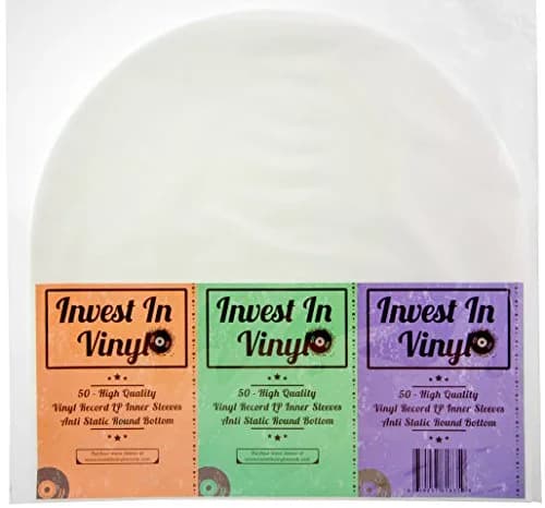 Invest In Vinyl Anti Static Round Bottom LP Inner Sleeves 12" (50 Pack) | Protects Vinyl from Scratches & Dust thumbnail 1