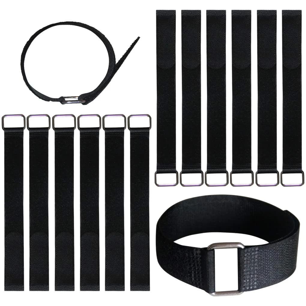 VIGAER 8"12"18"24"30" Hook and Loop Cable Straps | Reusable Nylon Securing Straps with Buckle — 1 x 12 in
