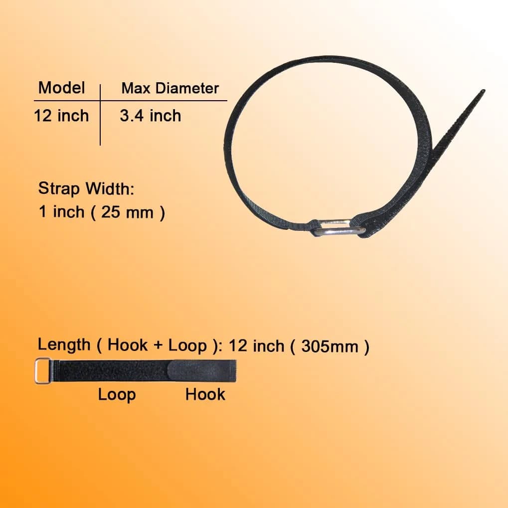 VIGAER 12 inch Reusable Cable Straps | Hook & Loop Fixing Straps - 12 Pack thumbnail 2