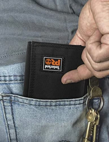 Timberland PRO Cordura Nylon RFID Trifold Wallet with ID Window, Black 10.8cm (4.25") | Secure Men's Wallet for India thumbnail 4