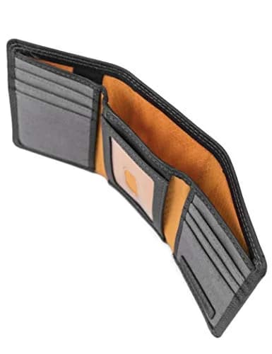 Timberland PRO Men's Leather RFID Trifold Wallet with ID Window, Black/Brandy, One Size thumbnail 3