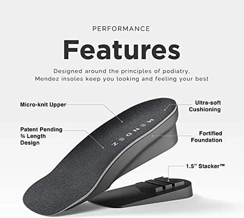 Mendez Premium Height Increase Insole 1.5 inch (3.81 cm) with Stacker | FDA Approved Shoe Inserts for Men & Women thumbnail 4