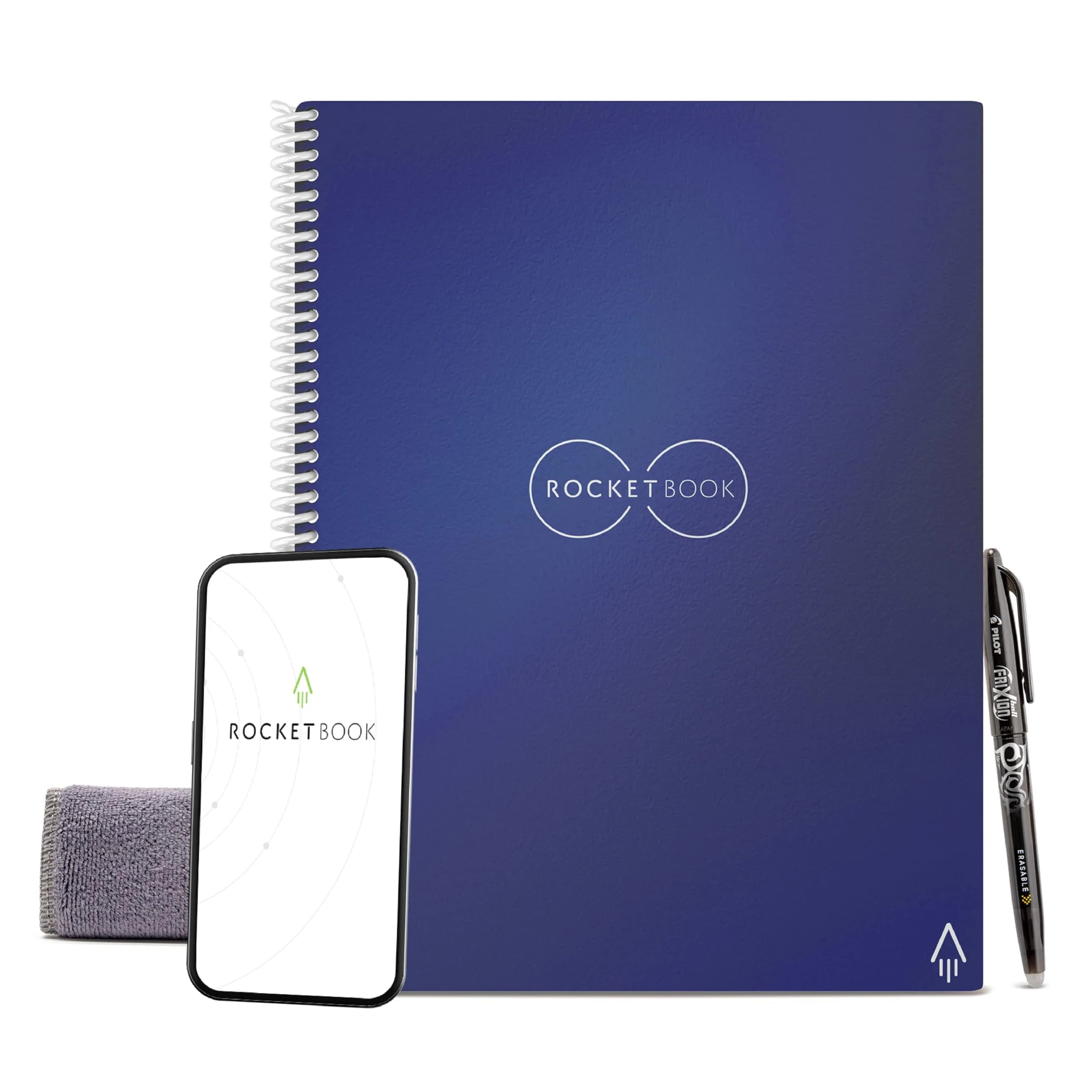 Rocketbook Core Reusable Spiral Notebook, Classic Letter Size 8.5x11, Navy Blue - Dotted Pages - main product image