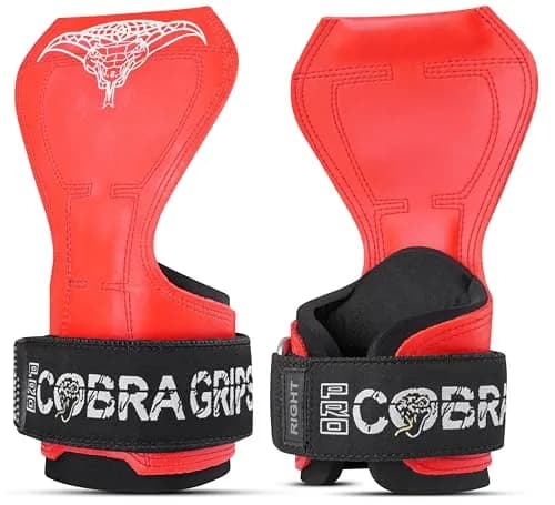 Cobra Grips PRO Red Rubber Weightlifting Gloves with Wrist Wraps - 5.5-8.75" Wrist Support - main product image