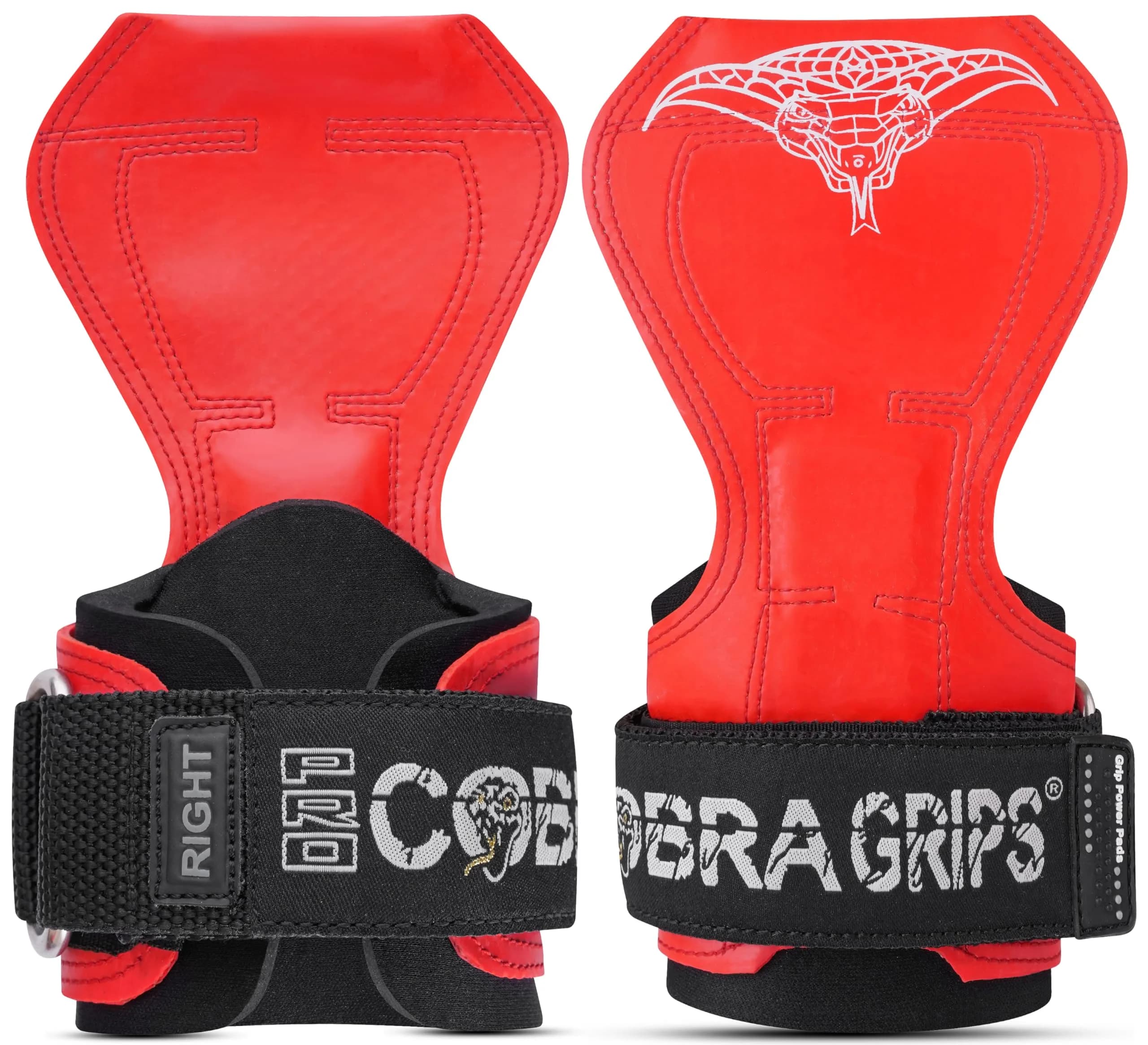 Cobra Grips PRO Red Rubber Weightlifting Gloves with Wrist Wraps - 5.5-8.75" Wrist Support thumbnail 4