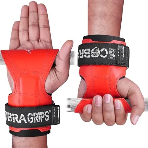 Cobra Grips PRO Red Rubber Weightlifting Gloves with Wrist Wraps - 5.5-8.75" Wrist Support - view 2