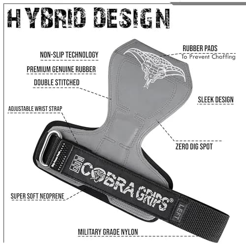 Cobra Grips PRO Gray Rubber Weight Lifting Gloves with Wrist Wraps - 5.5 - 8.75" Wrist Size - view 3