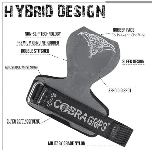 Cobra Grips FIT Gray Rubber Weight Lifting Gloves with Wrist Wraps - 4.25-7.0" Wrist - view 3