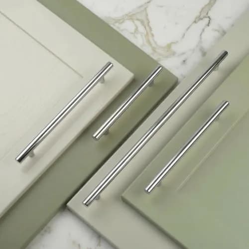 ALPINE HARDWARE PREMIUM SOLID Euro Style Bar Handle Pull-10Pack-3.75 In Hole Center & 6 1/8 In Length Heavy Stainless Steel Chrome thumbnail 7