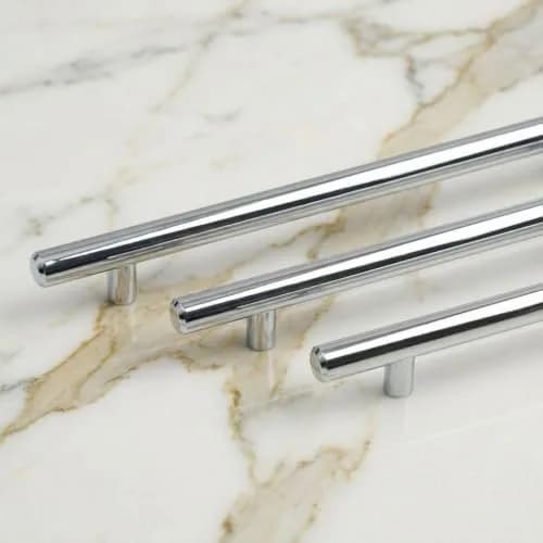 ALPINE HARDWARE PREMIUM SOLID Euro Style Bar Handle Pull-10Pack-3.75 In Hole Center & 6 1/8 In Length Heavy Stainless Steel Chrome thumbnail 3