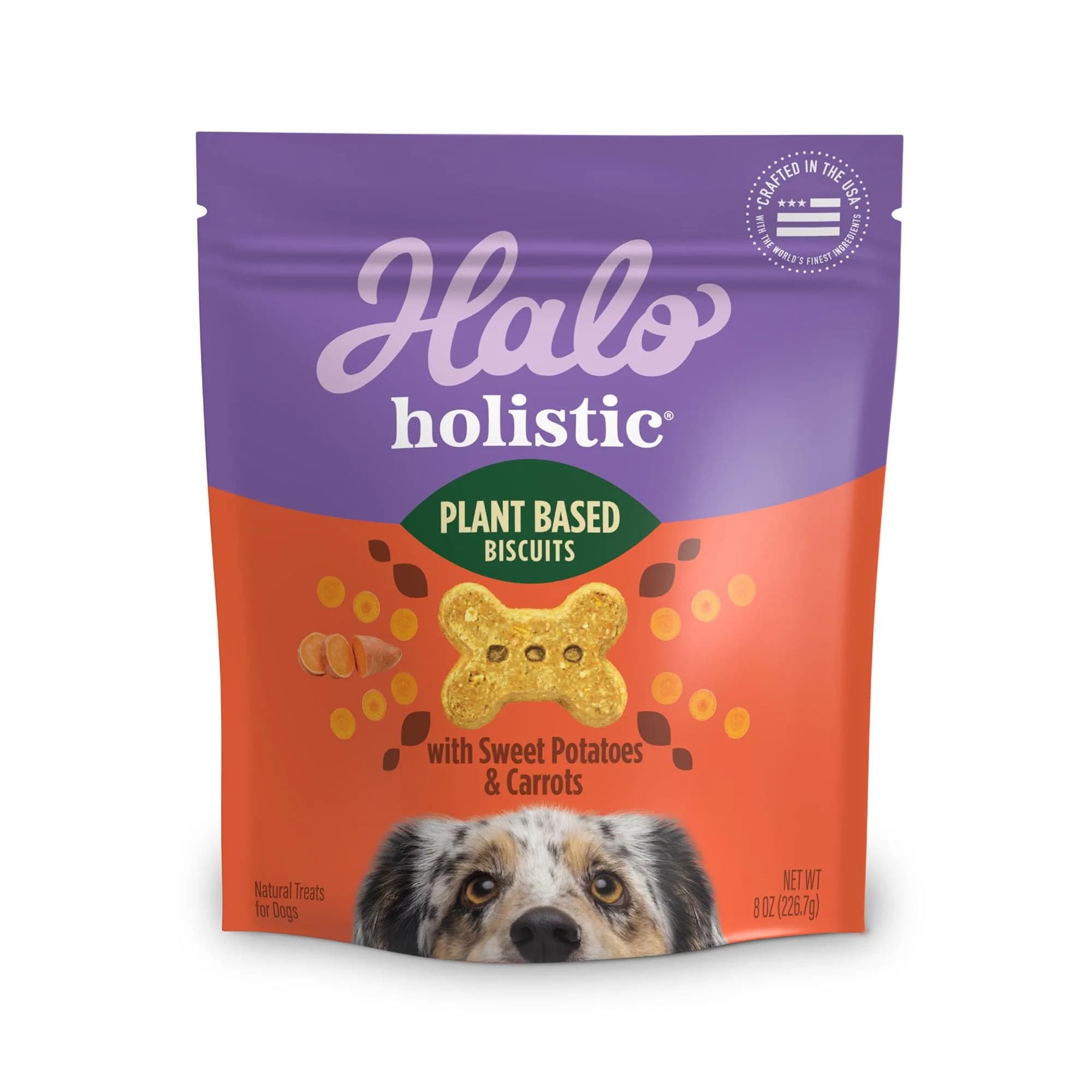 Halo Plant-Based Dog Treats, Sweet Potato & Carrots, 8 oz | Crunchy, Vegan & Made in the USA — Sweet Potato & Carrots