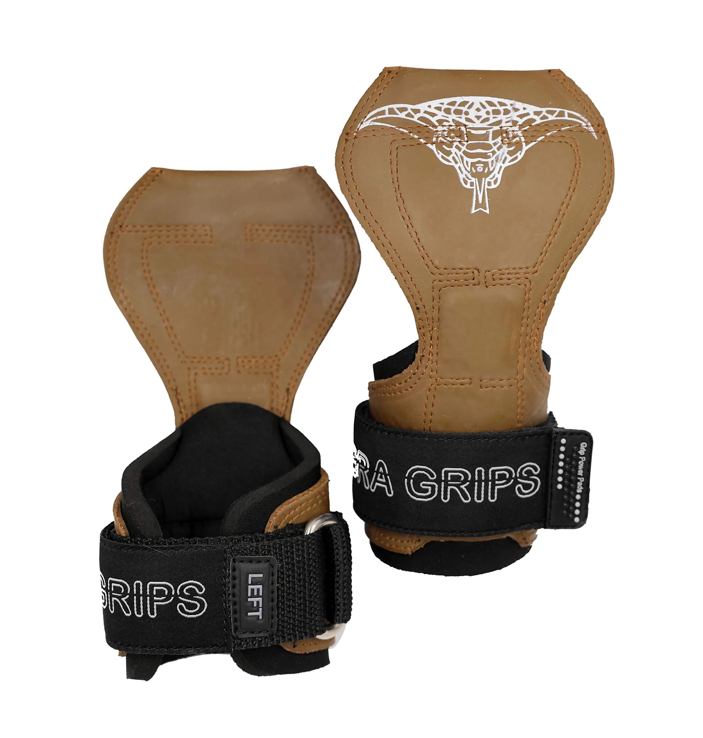 Cobra Grips Weight Lifting Gloves with Wrist Wraps (FIT Brown Rubber, 4.25-7.0" Wrist) | Patented All-in-One Grip Pad & Strap Solution - view 4