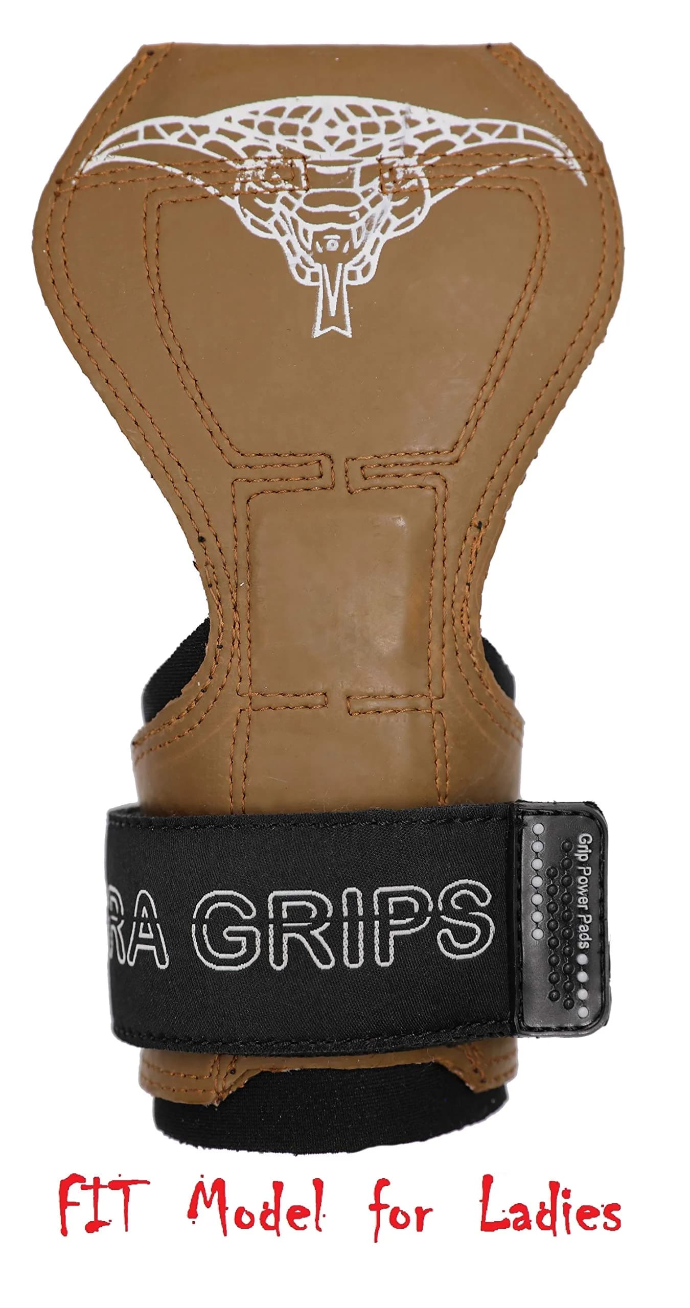 Cobra Grips Weight Lifting Gloves with Wrist Wraps (FIT Brown Rubber, 4.25-7.0" Wrist) | Patented All-in-One Grip Pad & Strap Solution - main product image
