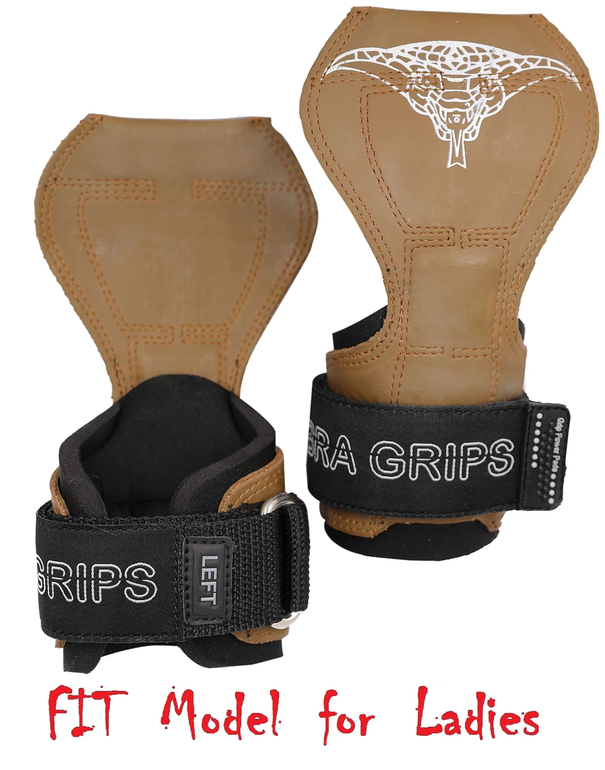 Cobra Grips Weight Lifting Gloves with Wrist Wraps (FIT Brown Rubber, 4.25-7.0" Wrist) | Patented All-in-One Grip Pad & Strap Solution - view 2