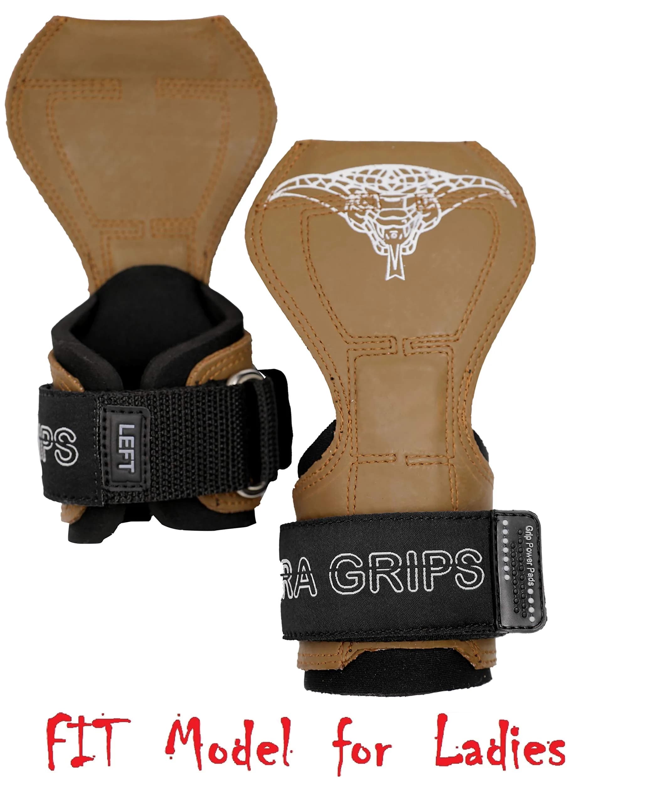 Cobra Grips Weight Lifting Gloves with Wrist Wraps (FIT Brown Rubber, 4.25-7.0" Wrist) | Patented All-in-One Grip Pad & Strap Solution - view 3