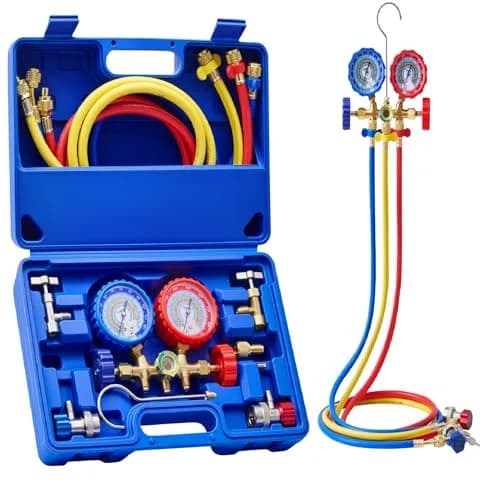 Orion Motor Tech 3-Way AC Manifold Gauge Set R12 R134a R502 R22 2.27 kg (5 lb) | Professional Automotive AC Service Tool thumbnail 1