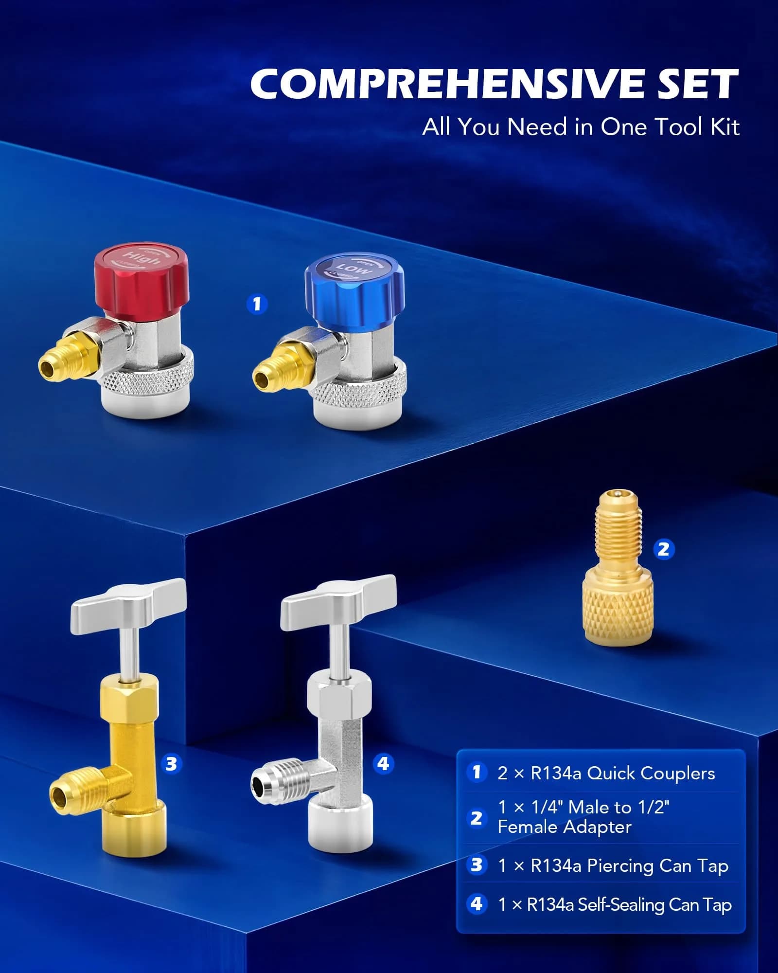 Orion Motor Tech AC Gauge Set for R134a, R12, R22, R502, 5 ft Hoses | Professional Automotive HVAC Tool Kit - view 3