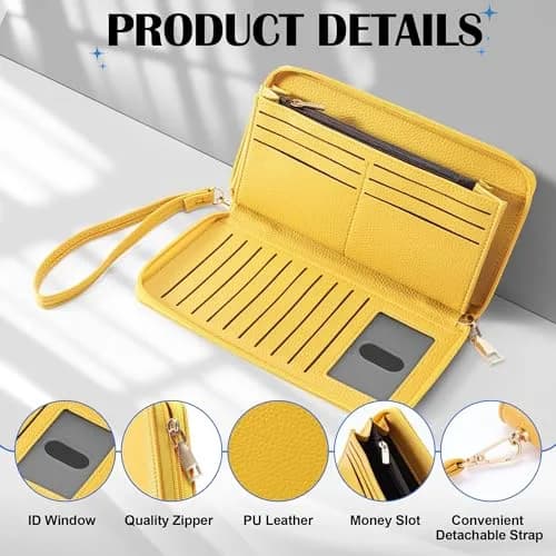 Chelmon Vegan Leather Clutch Wallet with Zip & RFID, Large Capacity | Secure & Stylish for Women thumbnail 5